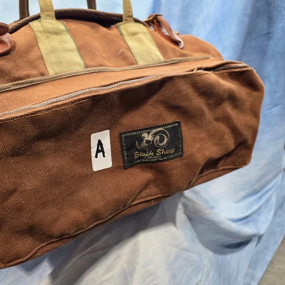 Vintage Black Sheep Canvas Duffel Bag Brown Buddy Schoellkopf Travel Luggage